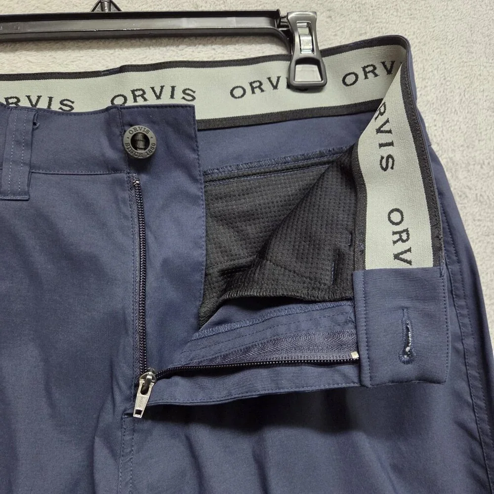 Orvis Tech Pants Men 32x34 Blue Straight Leg Water Repellent Performance Stretch